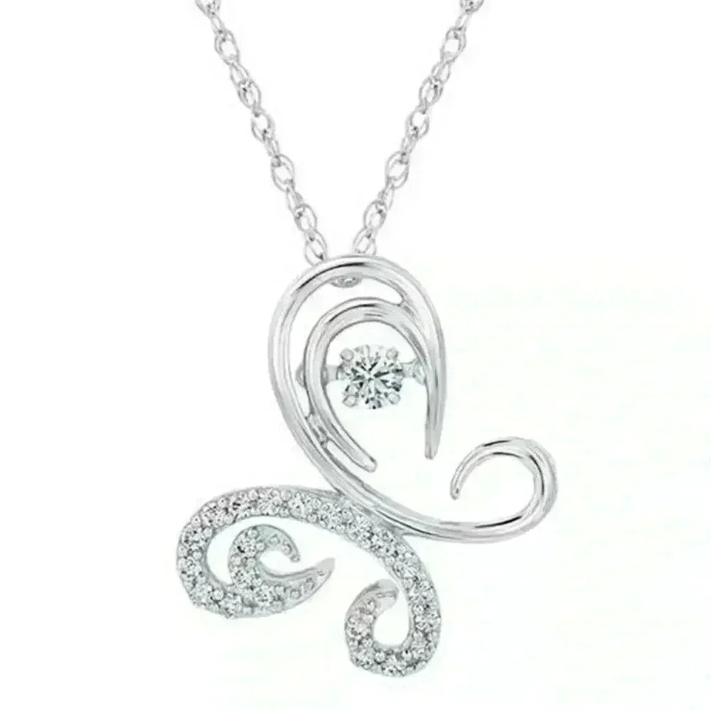 New 14k Gold Over Silver Diamond Butterfly Necklace